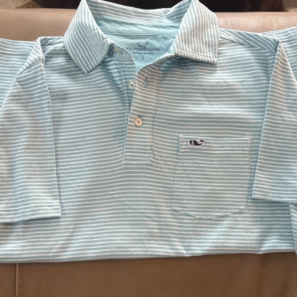 Vineyard Vines Blue and White Striped‎ Polo